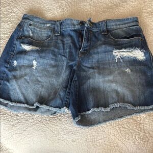 J. Crew Blue Distressed Jean Shorts Frayed Hem size 32